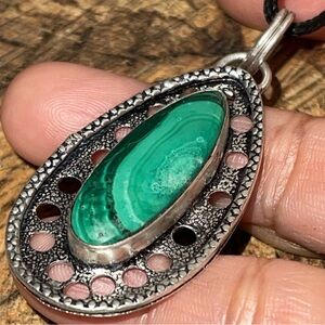 Green Malachite Pendant 2 1/4”